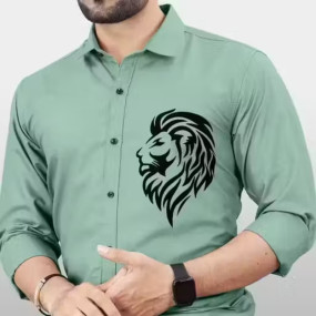 Lion Green Club Wear Printed Cotton Shirt