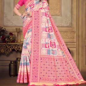 TRADITIONAL RAJWADI PATOLA WITH SWAROVSKI WORK