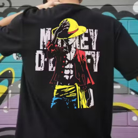 GARMIN Men's Cotton Oversized T-Shirt Drop Shoulder Cotton Tshirt – Monkey D. Luffy Edition