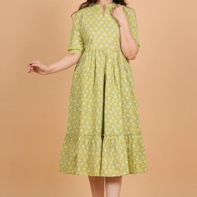 Women's/Girls Cotton Kurta for Women Floral Printed Anarkali Kurta || Floral Flared Western Dress