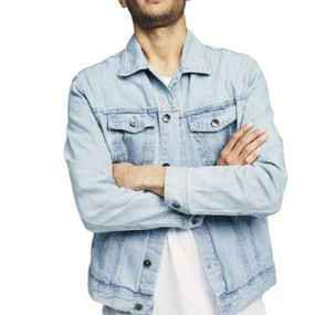 Men Denim Full Sleeve Regular Winter Jacket