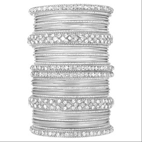 Stone Studded Chuda Metal Bangles Set Gift for Women