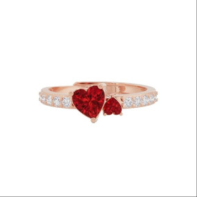 U ARE 925 Sterling Silver 18K Gold and Rose Gold Plated Layered Love Dual Hearts Ring | Gift for Women and Girls | With Certificate of Authenticity and 925 Stamp
