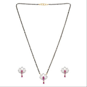 Sparkling Essentials Floral Motifs Zircons Mangalsutra Set