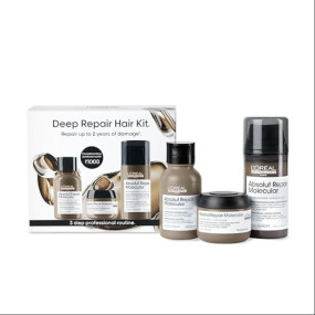 L'Oréal Professionnel Deep Repair Hair Kit with Absolut Repair Molecular Range | Sulfate-free shampoo (100ml), cream mask (75ml), leave-in cream (100ml) | For very damaged hair