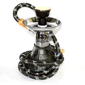 Antique Collection Metal Petite Hookah Black Set of 1