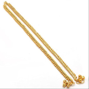 Anklet Gold Plated Box & Beaded Designs Traditional Indian Payal Jewelry for Women & Girls