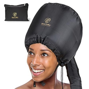 Soft Bonnet Hooded hair dryer Attachment for Natural Curly Textured Hair Care| Drying,Styling,Curling,Deep Conditioning Mask Cap| Upgraded Soft Adjustable Large hood bonnet for Hand Held Dryer
