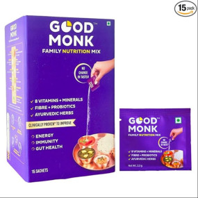 Good Monk Multivitamin,Probiotic&Fibre Mix(Add To Food,No Taste Change). Improves Energy,Immunity&Gut Health With Vitamin B12,C,D,Iron,Zinc,1.3 Bn Probiotics|For Kids,Men&Women-15 Sachets