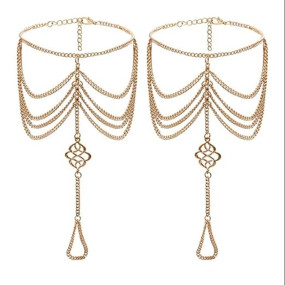 Yellow Chimes Anklet for Women Multi-Layered and Gold-Plated Fashionable Chain Designed Anklets for women and Girls