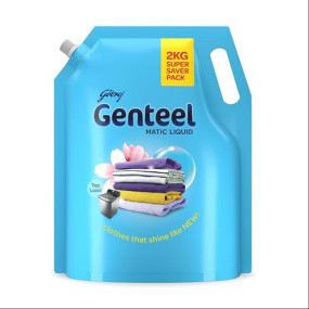 Genteel Matic Liquid Detergent Refill Pouch for Top load Washing - 2kg | No Soda Formula | with Added Fabric Conditioner