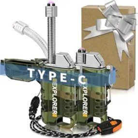 EsLife Plastic Waterproof Electric with 360°Flexible Long Neck, Outdoor Windproof Arc BBQ Grill USB Rechargeable Flameless Plasma Cool for Outdoor Lighter