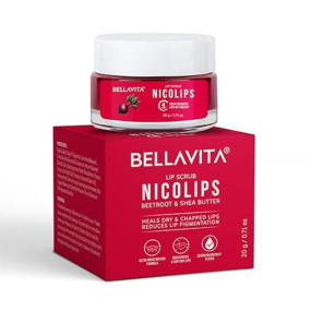 Bella Vita Organic NicoLips Lip Scrub Balm for Dark Lips Anti Pigmentation, Dry, Chapped, Lipstick Stains Removal Lipcare for Men & Women 20 g