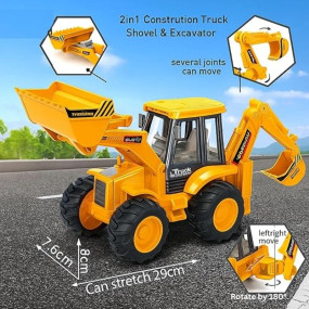 GRAPHENE 4Pcs Construction Vehicle Toy Set for Kids Friction JCB Bulldozer Dumper Truck Crane Excavator Pretend Play Lorry No Battery Building Play Toy for Boy Girl Toddlers 1+ 2 3 4 5 6 7 Years