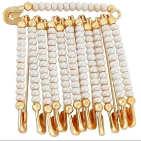 Fashions White Beads Dresses Brooch Pin Clothes Dupatta chunri Scarfs Sari Saree pins Pleats for Women