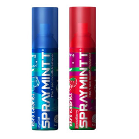 Spraymintt Mouth Freshener | Mukhwas | 175+ sprays of instant long lasting with Zero Calories Freshness | Icymint flavour + Brezeberry flavour | 15g - Combo of 2