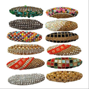 SENECIO 12Pc Designer Embellished Saree/Hijab Pin Set - Crystal Studded Brooch Safety Pin Hair Clip for Girls & Women - Party & Wedding Artwork, Multicolor