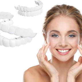VARNH Temporary Fake Teeth Cover Set – Upper & Lower Cosmetic Veneers For Instant Perfect Smile, Whitening Dental Kit For Men & Women Pack Of 1 (2)