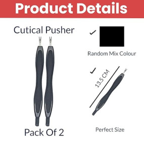 TEMPERIA (2pcs) Nail Cuticle Cutter and Pusher - Cuticle Nipper for Pedicure & Manicure - Dead Skin Remover fork, Nail Cleaner for Women & Men - Cuticle Nails Trimmer - Random Colour (E465)