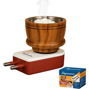 SIGNAMIO® Kapoor Kapur Dani Camphor Karpuram Bakhoor Oud Aroma Oil Diffuser Incense Dhoop Burner Electrical Stand Machine for Home Fragrance Room Freshener -DN-1, Sheesham Wood