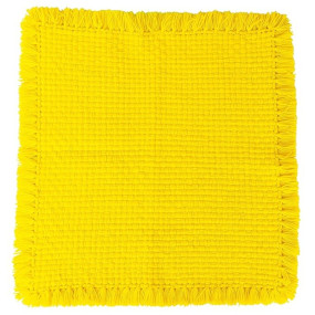 CRM TRADERS Woolen Puja Aasan Mat for Prayers - Handmade Decorative Pooja Mat 21 x 22 inch (Mint Yellow)