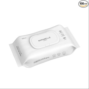 Mirabelle Korea Wet Wipes for Face with Lid - 100 wipes | 99% Pure Water, fragrance free | Makeup Remover Wipes | Hydrating & Refreshing | Korean Skincare | All Skin Types | Baby & Adult Safe