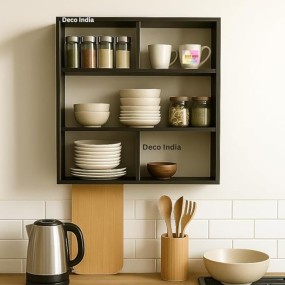 DECO INDIA Engineered Wood Multipurpose Kitchen Spice Storage Rack Shelf for Modular/Mordern Kitchen Organization Home Furniture (Brown Finish)