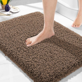 ishro home Luxurious Bath Mat | Super Soft | Anti-Slip | Premium Bathroom mat, Door mats for Home, Bathroom, Kitchen, Bedroom, and Door (Brown, 40x60 Cm)