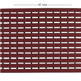 CASA-NEST Thick PVC Shower mat Non Slip Bath Math with Drain Holes (17 Inch X 24 Inch), Burgandy