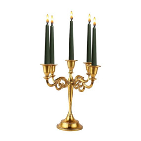 Rely+ 5 Arm Gold Candelabra Taper Candle Holders Christmas Decorations Indoor Kitchen Décor Vintage Modern Decorative Centerpiece for Table Mantel