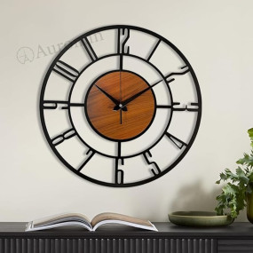 AUROMIN ; THE ART OF INGENUITY Metal Analog Wall Clock for Living Room, Bedroom, Hall| Numeral Designer Modern Wall Watch for Home Decor | Battery Operated Clock, 40x40 Cm, Black