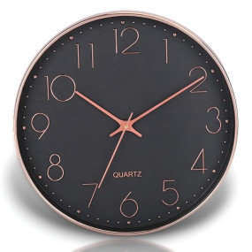 Amazon Brand - Umi 12 Inches Non Ticking Silent Quartz Round Designer Plastic Bold Number Wall Clock for Home Kitchen Bedroom Hall Living Room Office (Full Figure_Black)