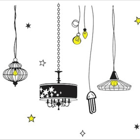 Advait Designs - Abstract Decorative Hanging Lamps Lights Wall Sticker for Home Decorative PVC Vinyl Wall Sticker (116 Cm X 73 Cm)