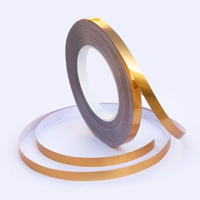 HUBTURE Tile Gap Foil Line Tape – 1CM x 50M (Gold) Self-Adhesive Seam Sticker for Wall, Cabinet, Kitchen, Floor – Waterproof, Decorative, Peel & Stick Mirror Finish Tape