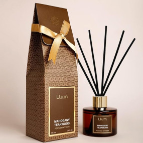 Llum Mahogany Teakwood Reed Diffuser Set | Premium Room Freshener for Living Room, Washroom, Bedroom, Office | Organic, Toxin Free Home Fragrance, Aromatherapy | Luxurious Scent | Elegant Gift | 100ml