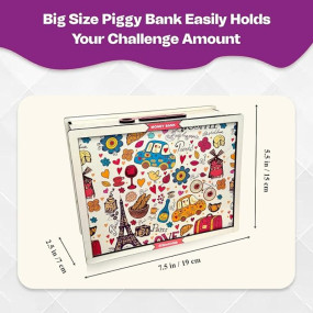 Sketchfab Money Saving Box for Adult 100000, Wooden with Savings Tracker Bank Kids, Smart Piggy Bank, Box, Coin Box,Gullak Saver,Piggy Rs100000 Home Deal Gift Man, Women (Printed Cream)