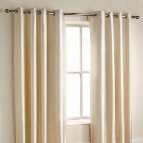 Homefab India Pack of 2 Royal Silky Cream Door Curtains with Stainless Steel Eyelets - 7 feet