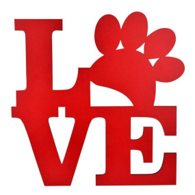 Sehaz Artworks Love Wall Decor Dog Lover Plaque Sign - Red Wooden Plaque Wall Hangings Home Room & Wall Decor Wall Art