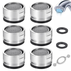 HASTHIP ® Pack of 6 Faucet Aerators Water Filter for Tap, Replacement Water Aerator Tap & Faucet Foam Flow with Washers, Tap Nozzle for Kitchen Sink with Aerator Assmble Wrenche Tool, Compact
