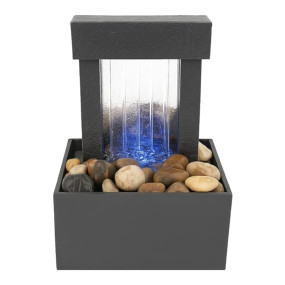 OSFT Mirrored Waterfall Tabletop Fountain with LED Light Show & Natural River Rocks – Indoor Decorative Water Feature for Home, Office, Meditation & Feng Shui Décor