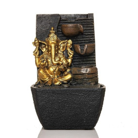 Global Grabbers Polyresin Table Top Indoor Outdoor Water Fall Fountain with LED Lights Home Decor Decoration Gift Gifting Items-GOL_BRO-SF21-(000) (Mini, GOL_BRO-SF21)