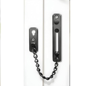 Boniry Premium Door Latch, Door Chain Lock for Main Door - Ideal for Bedroom, Bathroom, Sliding Doors, Safety and Portable Use - Includes 360 Degree Eye Viewer (Black)