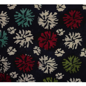 Handicraft-Palace Floral Printed Sanganeri Print Home Decor Craft Fabric Dress Making Voile Soft Fabric Hand Block Print Running Natural Fabric (Black_3 Meter)