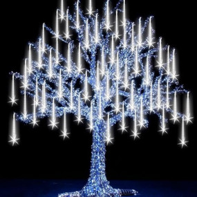 Litehom Rain Drop LED Meteor Shower 192 LEDs 8 Tubes (11.8") | Icicle Falling Effect for Diwali, Christmas, New Year, Home & Outdoor Decoration, Balcony, Tree, Party Decor (Cool-White)