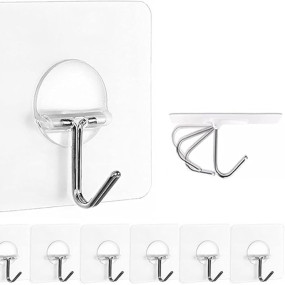 JIALTO Adhesive Hooks 10 Pcs Transparent Adhesive Wall Hangings for Home Decoration | 15kg Weight Capacity | Wall Decor Hanging Products Kitchen Towel
